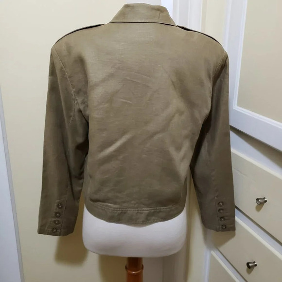 Evan Picone Linen Jacket / Olive Green / Medium - Picture 4 of 7